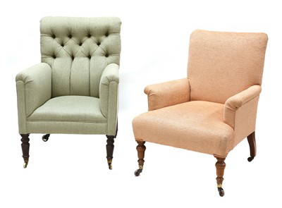 Lot 926 - A near pair of Victorian armchairs