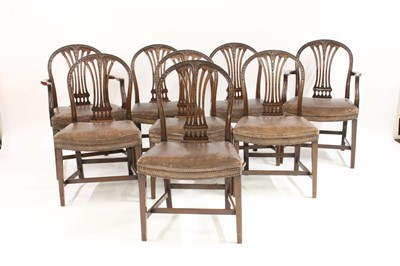 Lot 769 - Set of eight Hepplewhite mahogany dining chairs