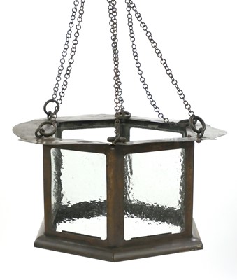 Lot 203 - An Arts and Crafts hexagonal hall lantern