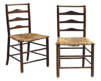 Lot 201 - A pair of ash and elm ladderback side chairs