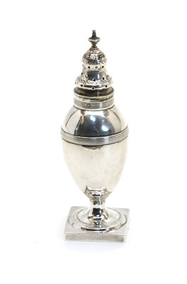 Lot 511 - A George III silver steeple pepper with finial and reeded band decoration
