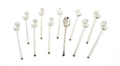Lot 478 - A set of eleven continental sterling .925 standard ice cream sundae spoons