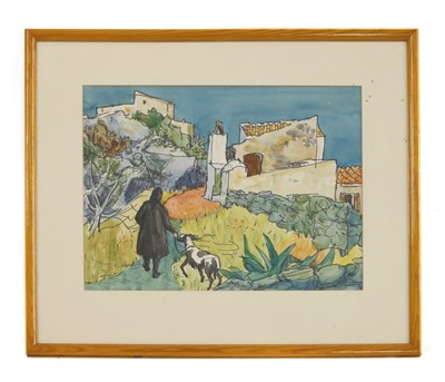 Lot 653 - Charles Earl (British, 20th Century), Woman and goat, Greece