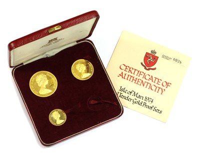 Lot 608 - A part 1974 Pobjoy Mint Isle of Man gold proof coin set