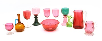 Lot 580 - A collection of cranberry glass
