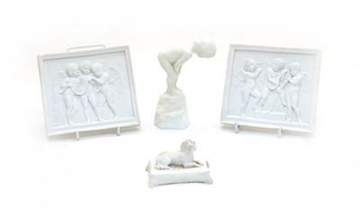 Lot 285 - A pair of white 19th century porcelain plaques
