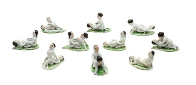 Lot 308 - Aa set of ten Chinese ceramic erotic chopstick rests