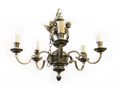 Lot 612 - A late 19th century five branch chandelier