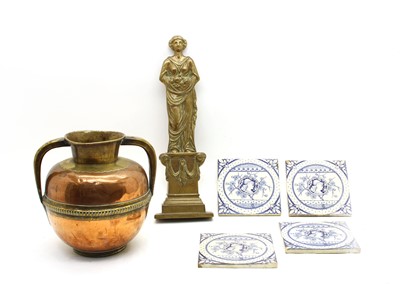 Lot 575 - A set of four blue and white Arts and Crafts tiles