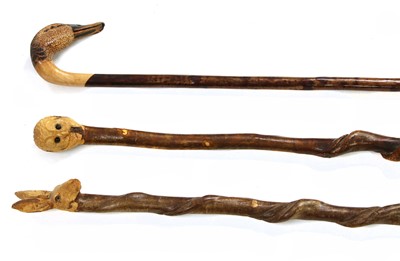 Lot 762 - Three modern hazel walking sticks