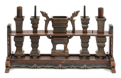 Lot 343 - A Chinese wood altar and fittings