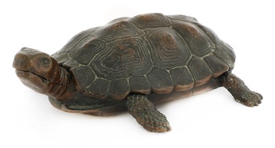 Lot 746 - A French bronze tortoise inkwell