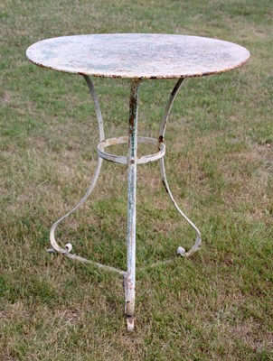 Lot 933 - Two distressed metal garden tables