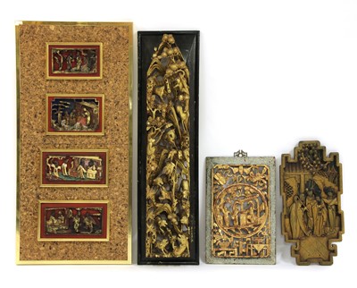 Lot 620 - A collection of Eastern carved and gilded panels