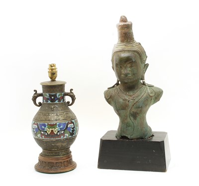 Lot 569 - An Eastern bronze bust of a bodhisattva