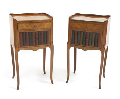 Lot 774 - A pair of French walnut? bedside tables