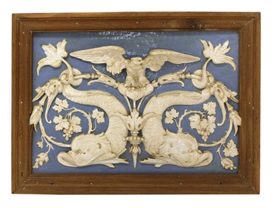 Lot 960 - An Italian majolica blue and white panel