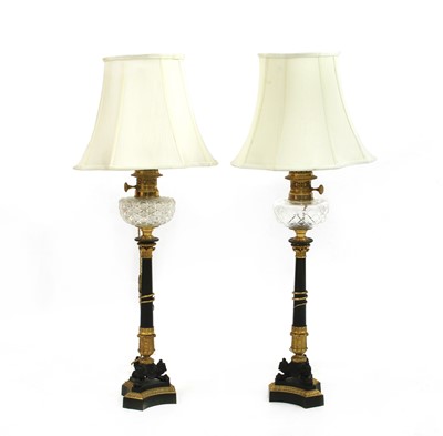 Lot 314 - Two similar Austrian oil lamps by Rudolf Ditmar