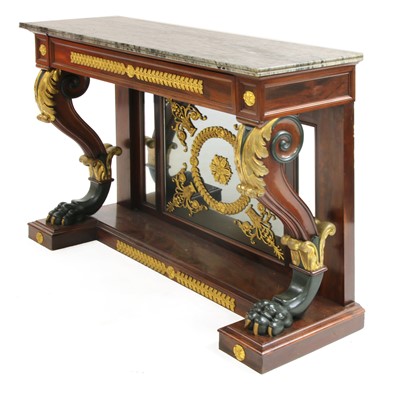 Lot 394 - A French Empire-style mahogany and gilt metal mounted console table
