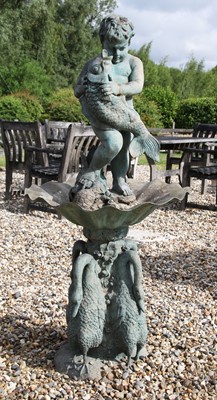 Lot 922 - A bronze garden fountain