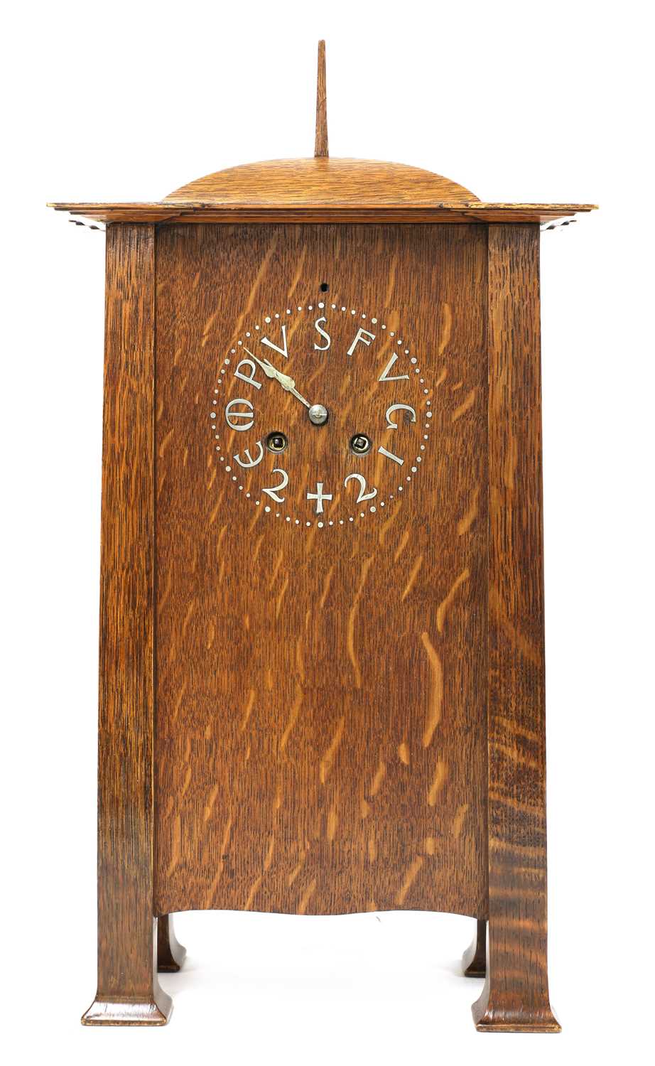 198 - A rare Arts and Crafts oak architectural clock, designed by CFA Voysey, c. 1902,