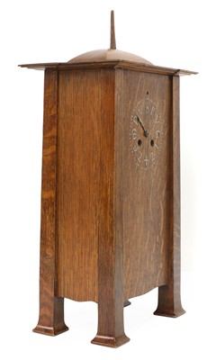 Lot 198 - A rare Arts and Crafts oak architectural clock, designed by CFA Voysey, c. 1902