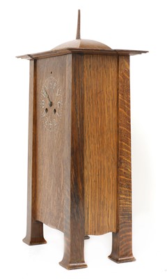 Lot 198 - A rare Arts and Crafts oak architectural clock, designed by CFA Voysey, c. 1902