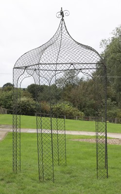 Lot 423 - A Regency design wrought iron wirework arbour
