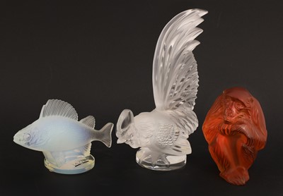 Lot 295 - Two Lalique mascots 'Perche' and 'Coq Nain'