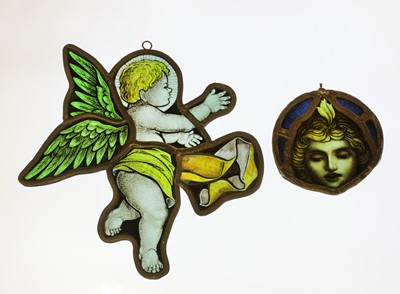 Lot 34 - Two Arts and Crafts stained glass and leaded panels