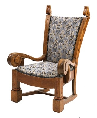 Lot 157 - A Scandinavian oak Art Nouveau armchair