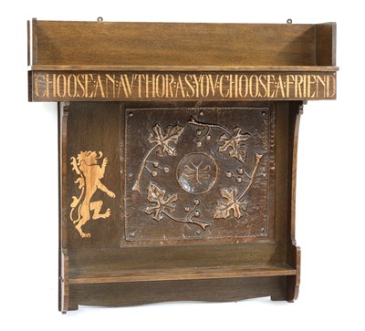 Lot 143 - An Arts and Crafts Liberty & Co. wall hanging bookshelf