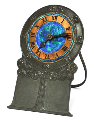 Lot 205 - A Liberty and Co. Tudric pewter and enamel easel clock