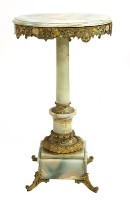 Lot 395 - A French onyx lamp table/jardinière stand