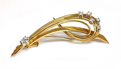 Lot 183 - A Continental gold diamond set spray brooch