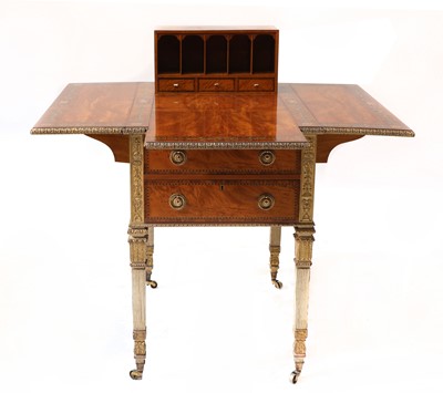 Lot 888 - A fine Sheraton Revival strung, inlaid and painted satinwood Pembroke table