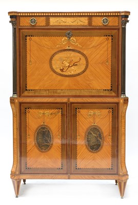 Lot 248 - A Dutch inlaid satinwood secretaire