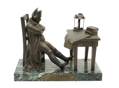 Lot 309 - An antique Britannia metal model of a defeated Napoleon