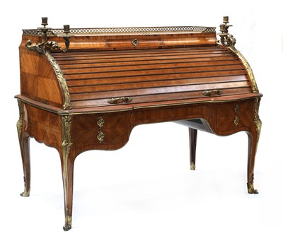 Lot 250 - An impressive Louis XV-style kingwood and ormolu-mounted cylinder bureau