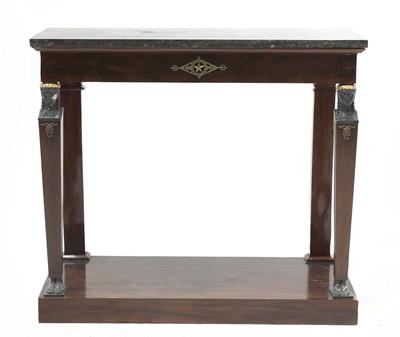 Lot 70 - A French Empire Egyptian Revival mahogany and marble-topped console table