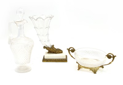 Lot 249 - A gilt bronze and cut glass cornucopia vase