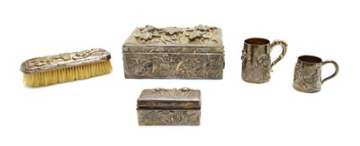 Lot 28 - Five Japanese silver items