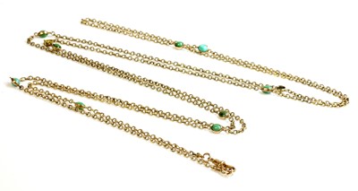 Lot 89 - A Victorian gold and turquoise long chain