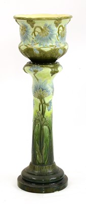 Lot 49 - A Burmantofts faience glazed jardinière on stand