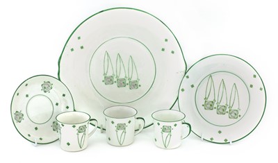 Lot 48 - A set of six Foley Peacockware 'Glasgow Rose' trios