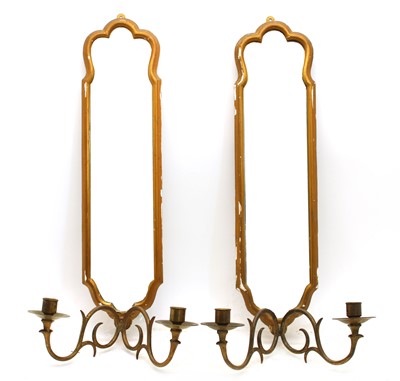 Lot 213 - A pair of mirrored two branch wall sconces (2)