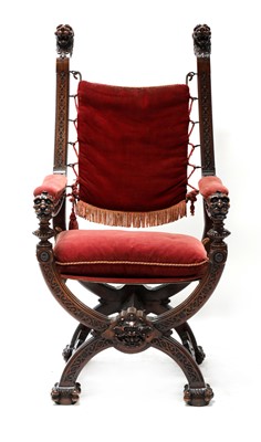 Lot 133 - A Continental walnut throne chair