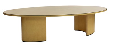 Lot 386 - An Art Deco-style satin birch and ebonised dining table
