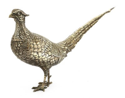 Lot 8 - A large Continental silver model of a cock pheasant