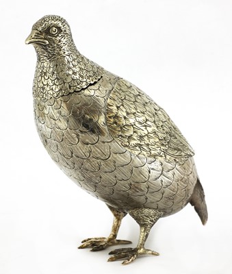 Lot 11 - A large silver model of a partridge